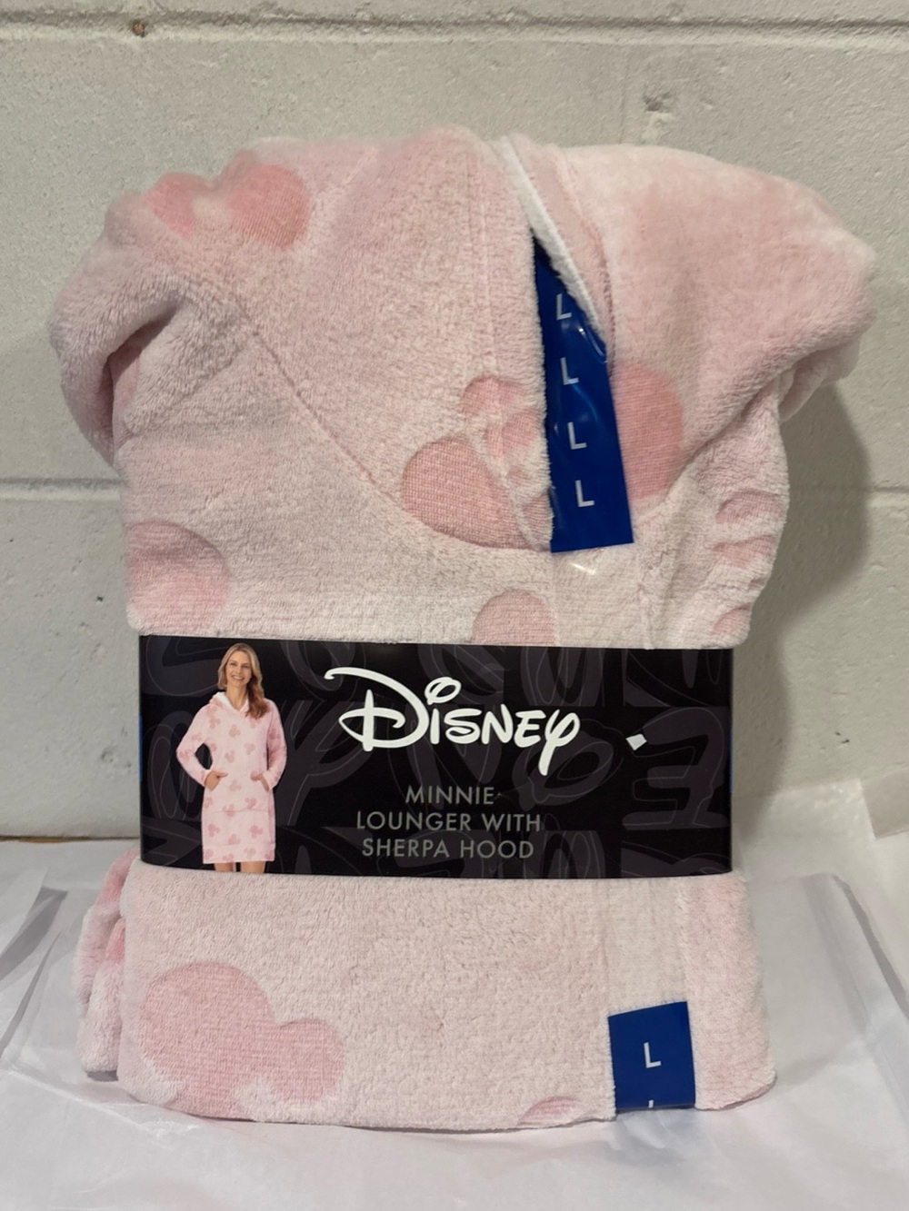 Disney Minnie Mouse Pink Lounger with Sherpa hood pullover size L Loungewear